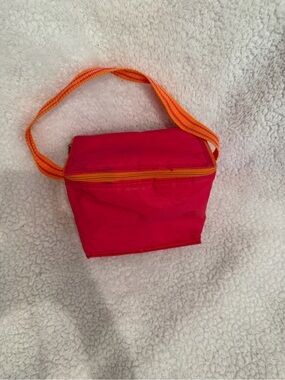 Bright Pink Insulated Lunch Bag with Orange Strap